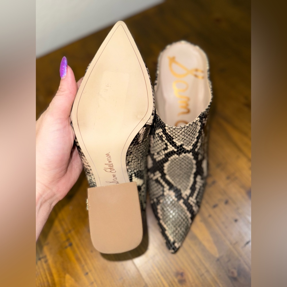 Sam Edelman Snake Print Pointed Toe Mule Heel Western Chic Y2K 7.5 - Picture 2 of 10